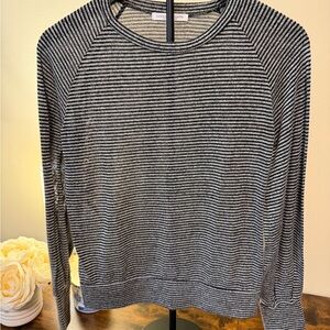 Green Envelope Black and Grey Striped Long Sleeve Top